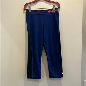 Nike pro women cropped Blue Athletic Bottoms- medium